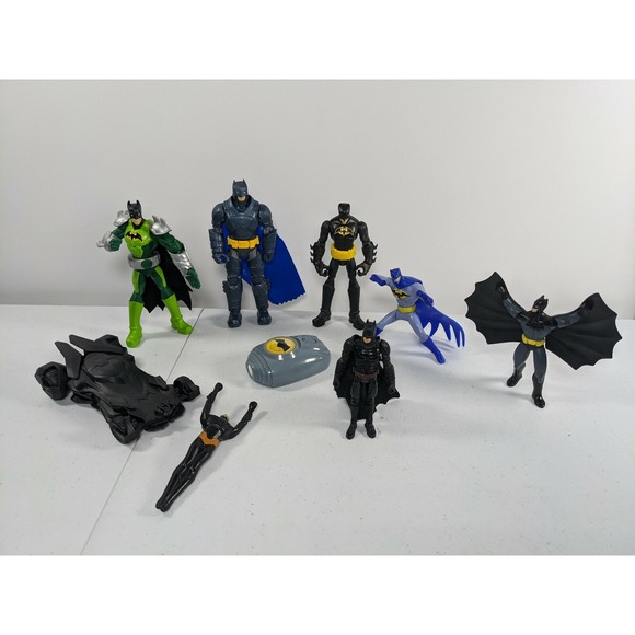 The Unbranded Brand Other - Batman Figuring Lot of 7 and Accessories Batmobile And Bat Light